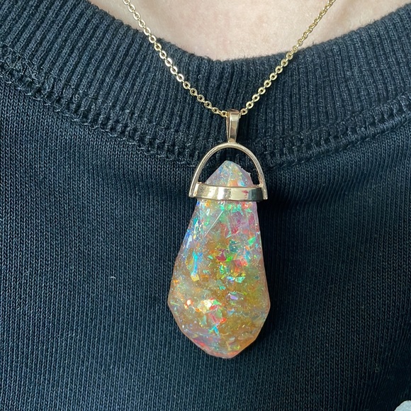 14k Gold Fill Necklace Beautiful Handmade Resin Pendant - Picture 10 of 11